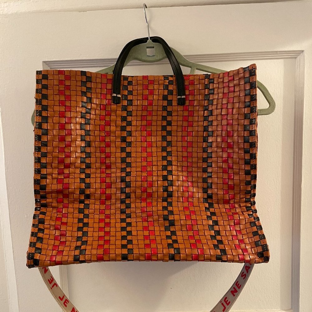 Clare V Simple Tote in Woven Leather